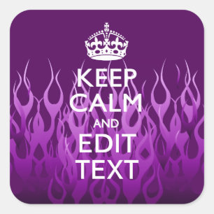 Adesivo Quadrado Mande seu texto manter a calma no roxo que compete