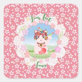 Adesivo Quadrado Maneki Neko Lucky Luna