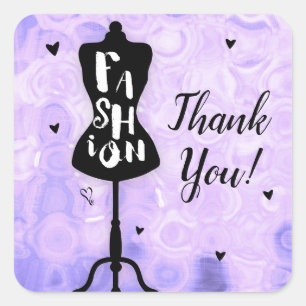 Adesivo Quadrado Manequim Vintage Retro Roxo FAVOR DE FESTA Moda