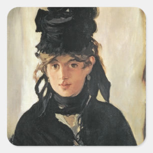 Adesivo Quadrado Manet   Berthe Morisot com um buquê das violetas