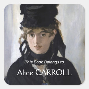 Adesivo Quadrado Manet - Berthe Morisot com um buquê de violetas