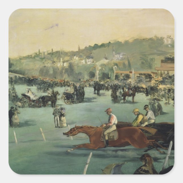 Adesivo Quadrado Manet | Corrida de cavalos, 1872 (Frente)