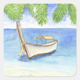 Adesivo Quadrado Manhã em Bali Watercolor