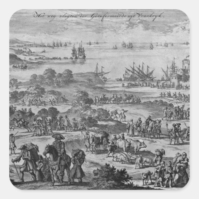 Adesivo Quadrado Manifestantes abandonando a França (Frente)