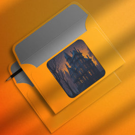 Adesivo Quadrado Mansão Assombrada ao Halloween Adulto