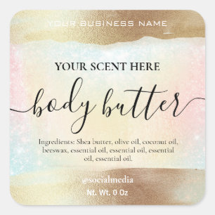 Adesivo Quadrado Manteiga Dourada do Arco-Íris Pastel