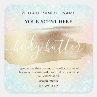 Adesivo Quadrado Manteiga Dourada do Corpo Glitter Pastel