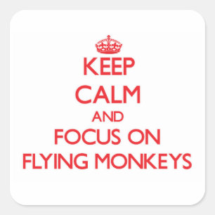 Adesivo Quadrado Mantenha a calma e o foco em macacos do vôo