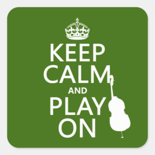 Adesivo Quadrado Mantenha a calma e o jogo em (violoncelo) (alguma