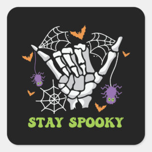 Adesivo Quadrado Mantenha a mão mimada do esqueleto de Halloween