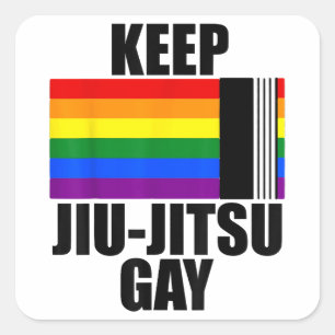 Adesivo Quadrado Mantenha Jiu Jitsu Gay de Camisa LGBT Orgulho gay