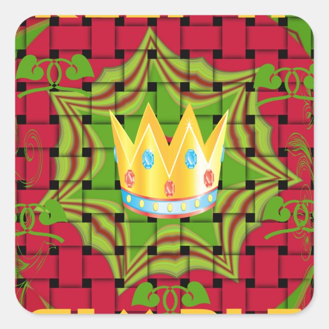 Adesivo Quadrado Mantenha Simples: impressão Floral Vermelho De For (Frente)