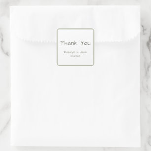 Adesivo Quadrado Manuscrito Casual Verde Dusty Obrigado