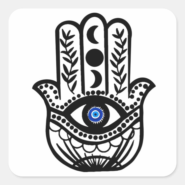 Adesivo Quadrado Mão de Hamsa Fatima Mau Eye (Frente)