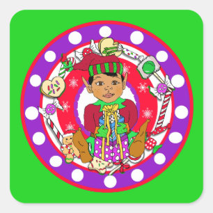 Adesivo Quadrado Mão lunática duende tirado do Natal