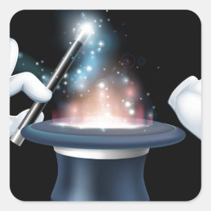 Adesivo Quadrado Mão mágica e truque de cima