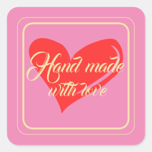 Adesivo Quadrado Mão Personalizada Feita Com Texto De Amor
