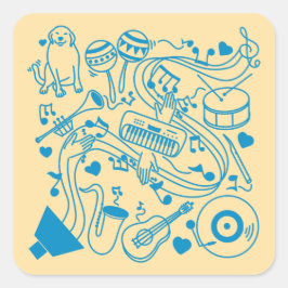 Adesivo Quadrado Mãos de Música - Design ASL