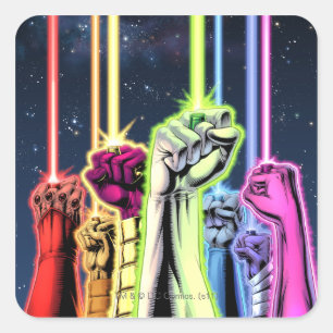 Adesivo Quadrado Mãos no ar com anéis - Cor