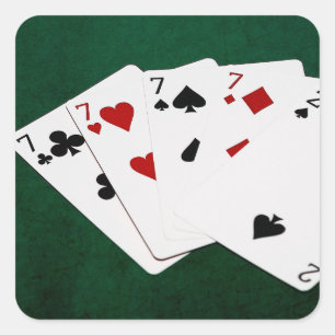 Adesivo Quadrado Mãos Poker - Quatro De Um Tipo - Sete E Dois