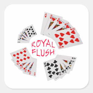Adesivo Quadrado Mãos Poker - Royal Flush