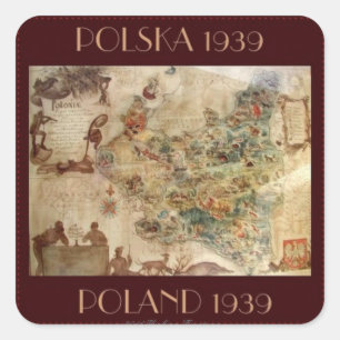 ADESIVO QUADRADO MAPA 1939 DO POLÔNIA