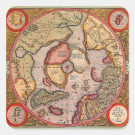 Adesivo Quadrado Mapa Antigo do Polo Norte por Mercator