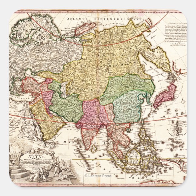 Adesivo Quadrado Mapa AsiáticoPanorâmicoÁsia 6 (Frente)