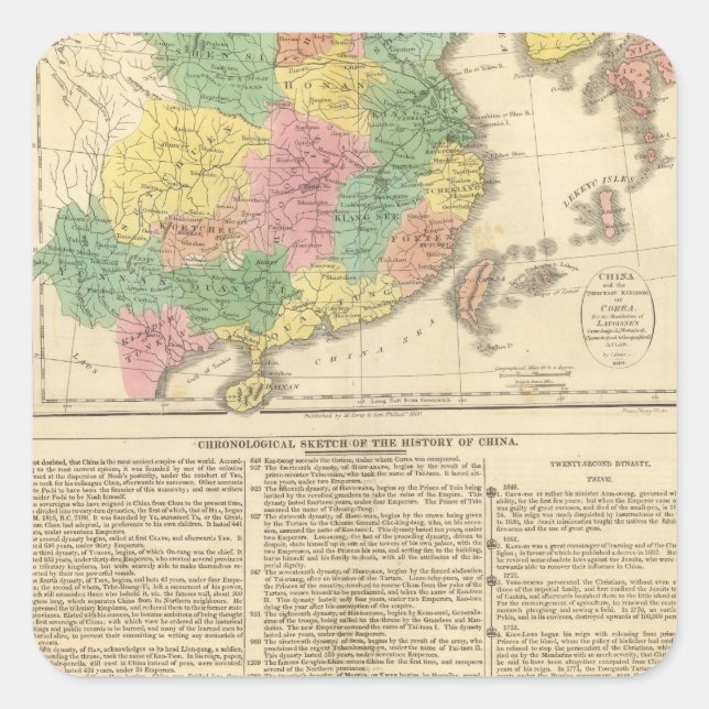 Adesivo Quadrado Mapa Atlas da China e do Japão (Frente)