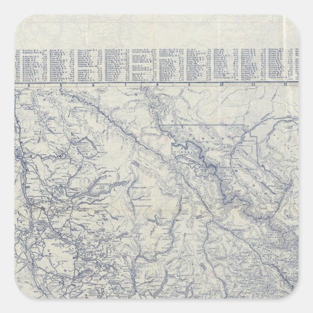 Adesivo Quadrado Mapa Automático de Trilhos 1925 da Rand McNally (Frente)