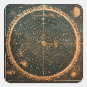 Adesivo Quadrado Mapa Celestial das Estrelas do ouro (2)
