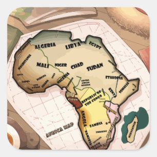 Adesivo Quadrado Mapa da África