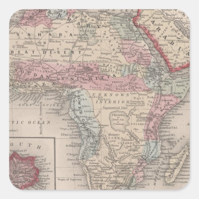 Adesivo Quadrado Mapa da África com a Rua Helena (Frente)