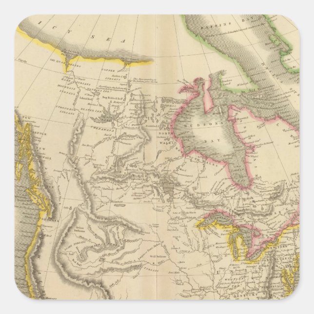 Adesivo Quadrado Mapa da América do Norte (Frente)