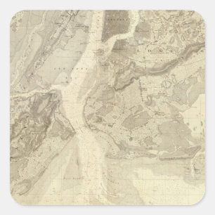 Adesivo Quadrado Mapa da baía de New York e o porto e os arrabalde