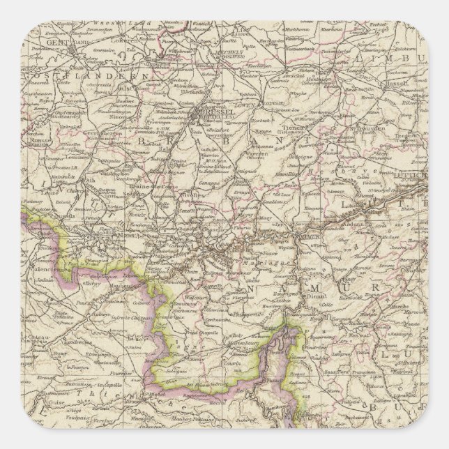 Adesivo Quadrado Mapa da Bélgica e do Luxemburgo (Frente)
