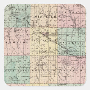 Adesivo Quadrado Mapa da cidade de Sauk County e de Kilbourn