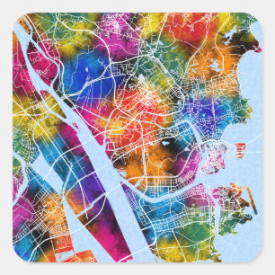 Adesivo Quadrado Mapa da Cidade de Zhuhai China