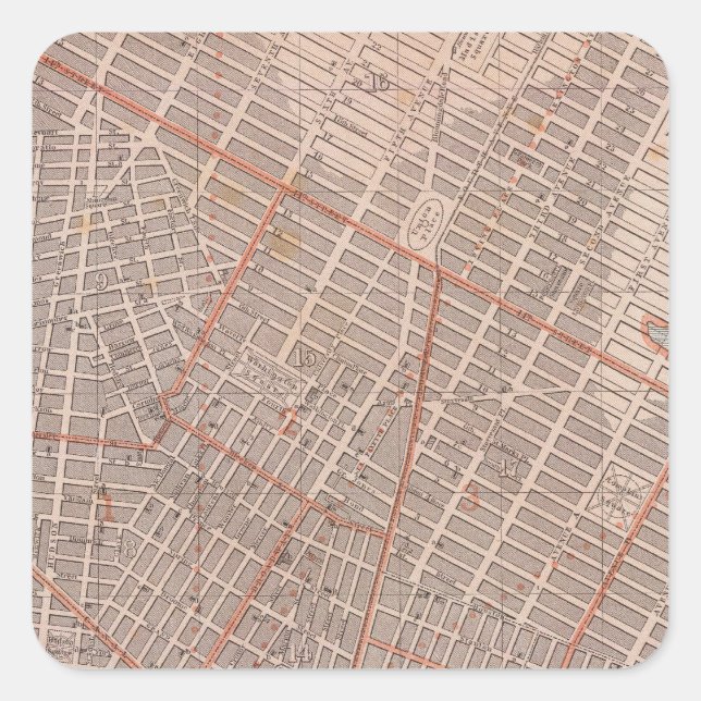 Adesivo Quadrado Mapa da cidade do Atlas NY (Frente)