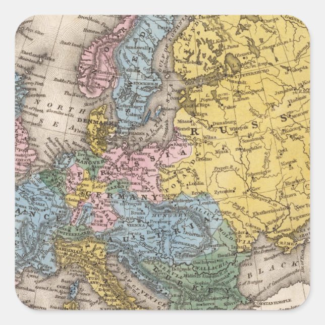 Adesivo Quadrado Mapa da Europa 4 (Frente)