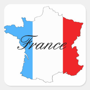 Adesivo Quadrado Mapa da França em Branco Vermelho e Azul