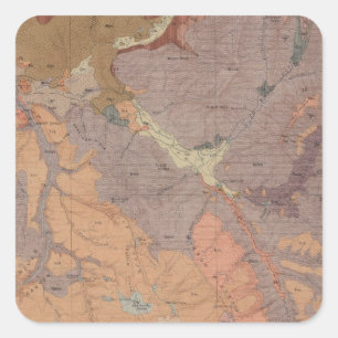 Adesivo Quadrado Mapa da geologia, peça nacional de Yellowstone,