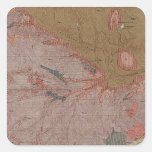 Adesivo Quadrado Mapa da geologia, peça nacional de Yellowstone,