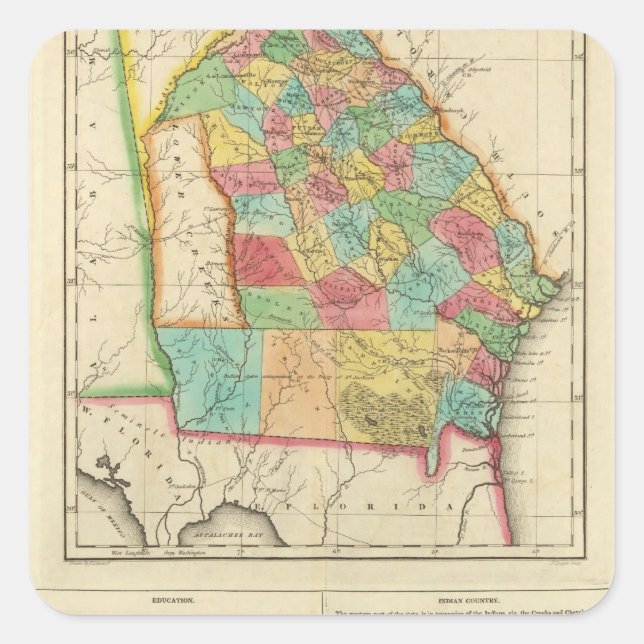 Adesivo Quadrado Mapa Da Geórgia (Frente)