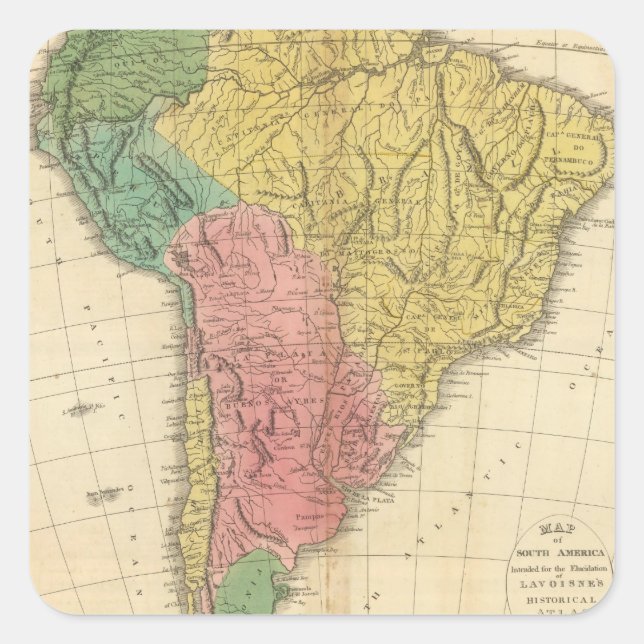 Adesivo Quadrado Mapa da História da América do Sul (Frente)