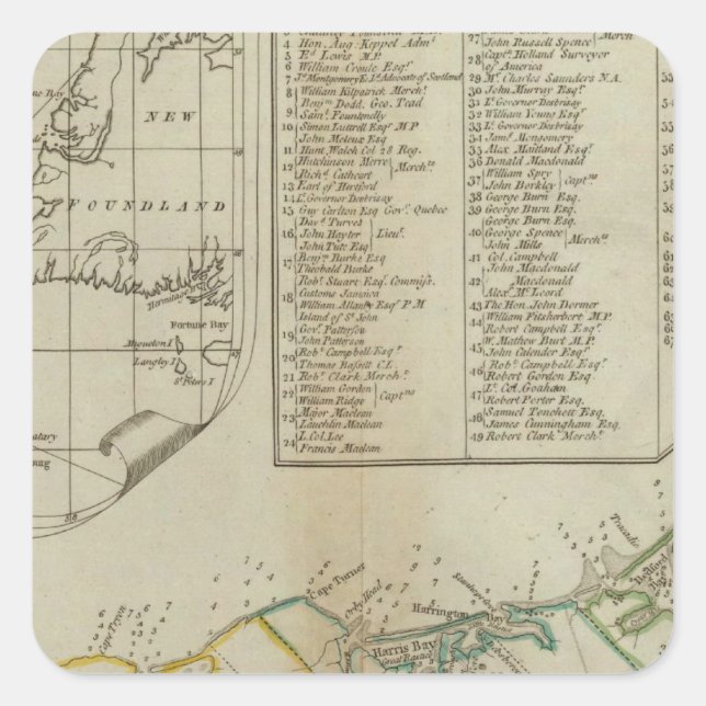 Adesivo Quadrado Mapa da Ilha das Ruas John (Frente)