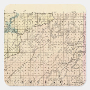 Adesivo Quadrado Mapa da parte nortenha do Condado de Chippewa