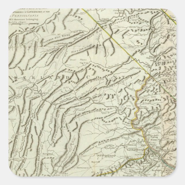 Adesivo Quadrado Mapa Da Pensilvânia 2 (Frente)