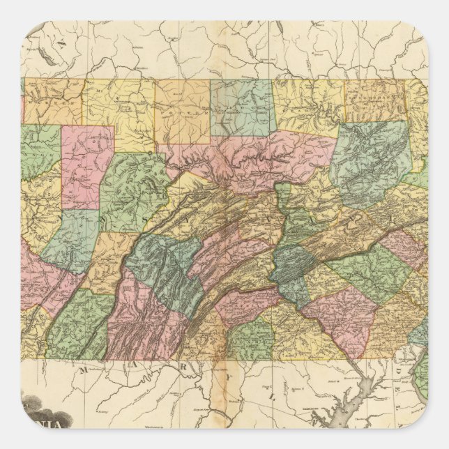 Adesivo Quadrado Mapa da Pensilvânia e de Nova Jersey (Frente)