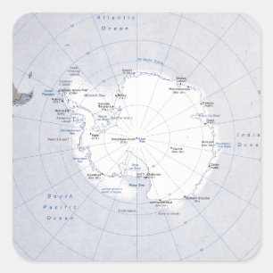 Adesivo Quadrado Mapa da Região antárctica (1982)